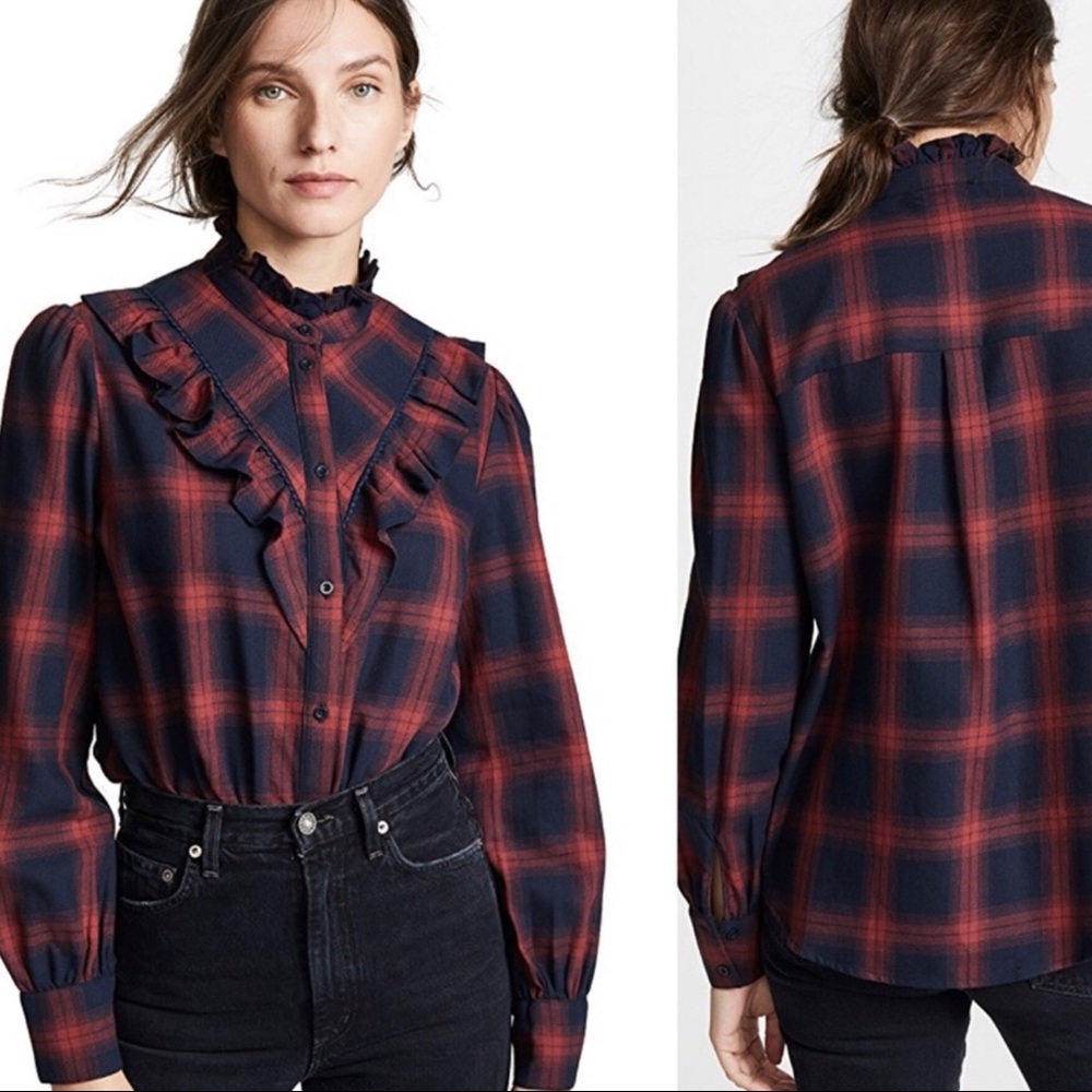 The Fifth Label Nash Check Ruffled Flannel Shirt